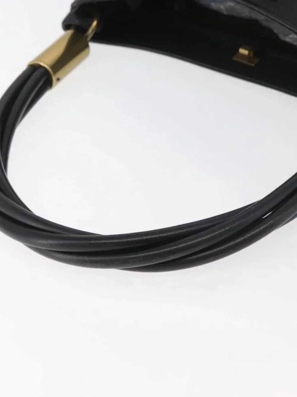 GUCCI Shoulder Bag Leather Black Gold 108964 Auth